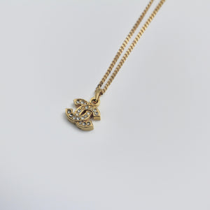 Chanel Vintage 82 Rhinestone Gold Plated Cc Necklace