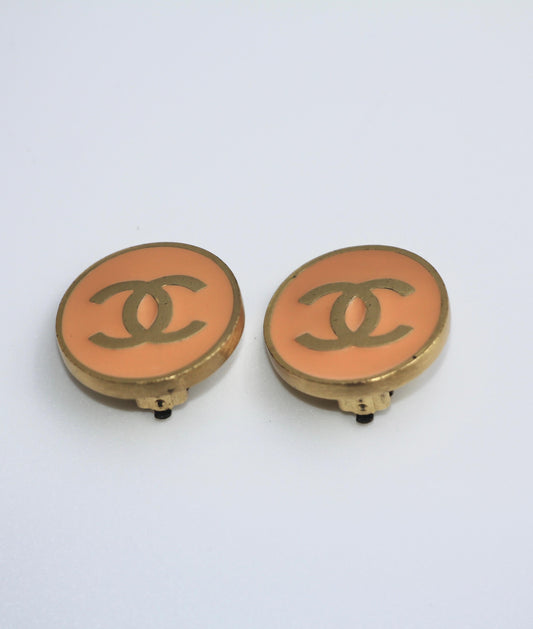 CHANEL Chanel Vintage 01P Metallic Orange Round Cc Earrings - Onesize Fashion Jewellery - Secondhand luxury from Top Quality Luxury Designers Bag