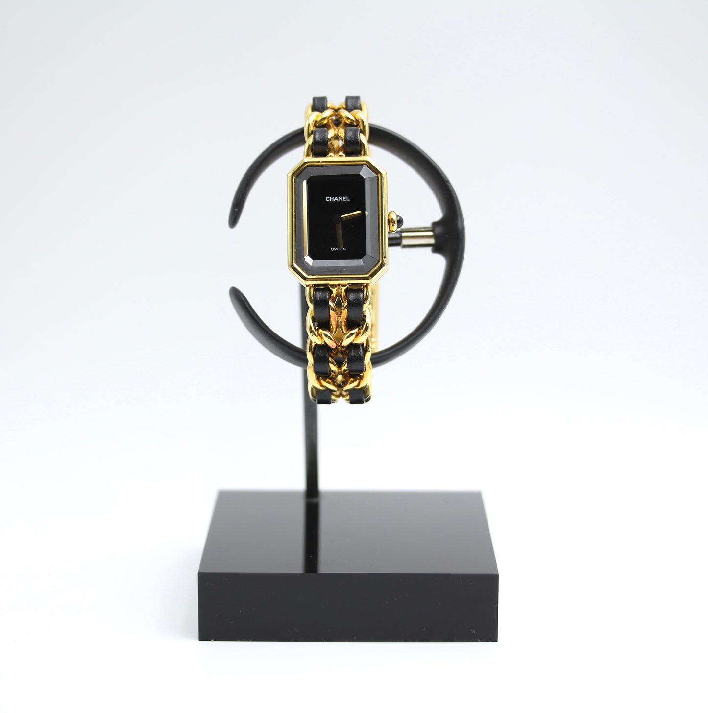 CHANEL Chanel Vintage 87 Premiere Black Sugar Cube Leather Chain Watch S - Onesize chain - Vintage fashion from Top Quality Luxury Designers Bag