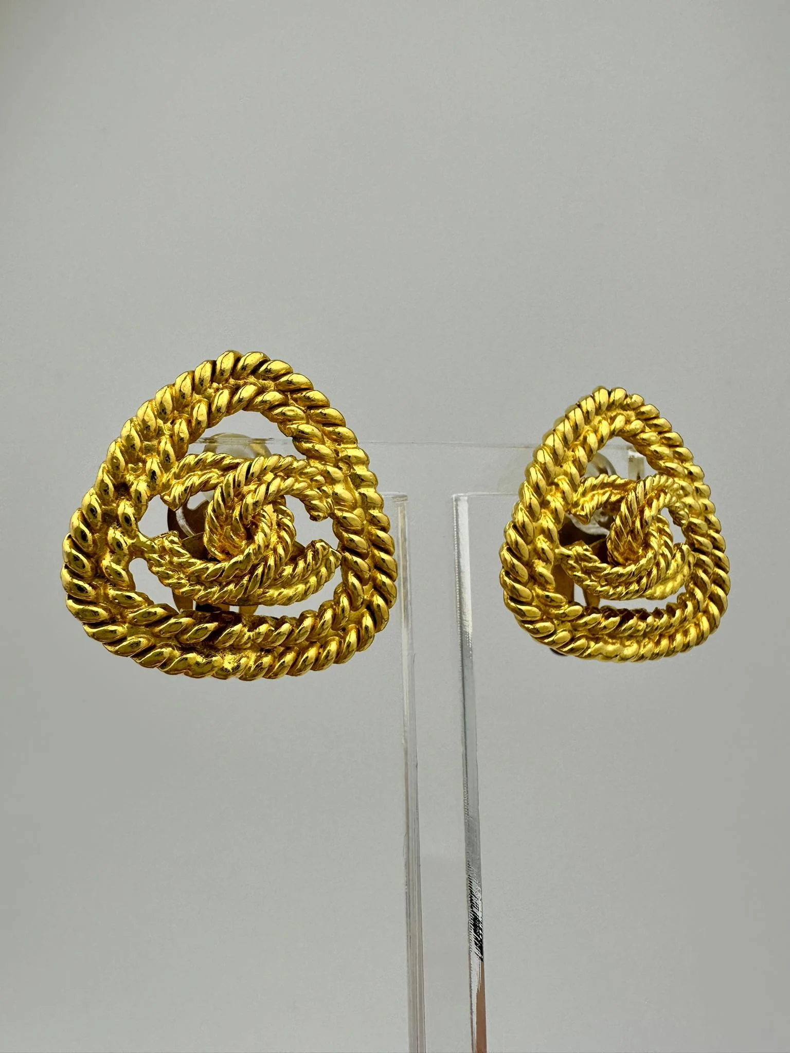 1991 Chanel Vintage Triangular Gold Plated Earrings