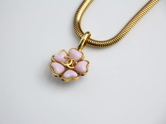 CHANEL Chanel Vintage 97P Glazed Pink Camellia Pendant Necklace - Onesize Fashion Jewellery - Used fashion item from Top Quality Luxury Designers Bag
