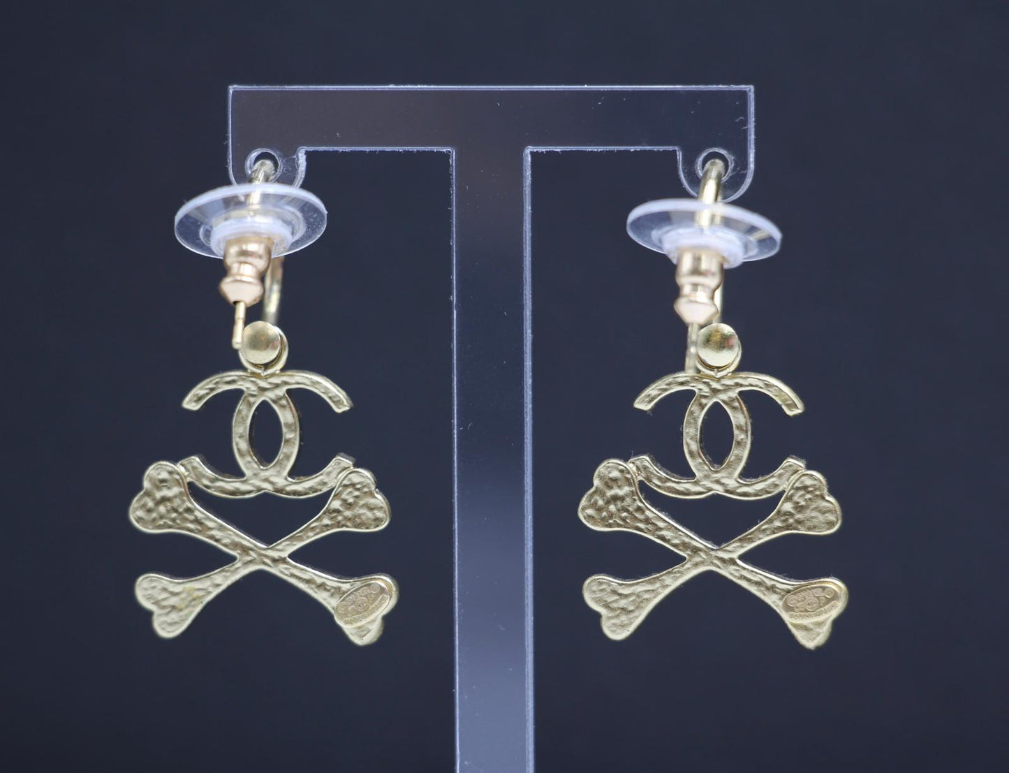 Chanel Vintage 03P Enamel Skull Orange Earrings