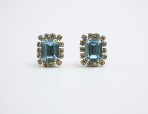 Chanel Vintage 95P Light Blue Rhinestone Barbie Earrings