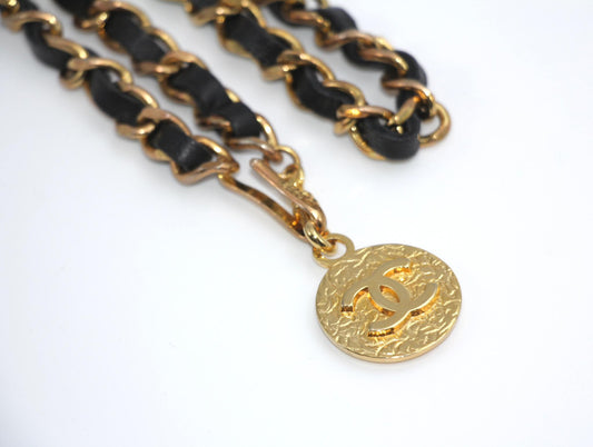CHANEL Chanel Vintage 82 Gold Plated Leather Gold Coin Chain Waist Chain - Onesize Accessories - Secondhand luxury from Top Quality Luxury Designers Bag