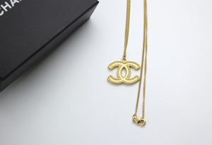 Chanel Vintage 14P Gold Plated Wheat Ear Cc Necklace