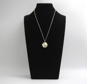 Chanel Vintage 98A Mother-Of-Pearl White Multi-Layered Camellia Silver Necklace