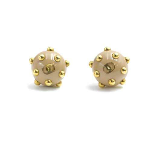 CHANEL Chanel Vintage 00A Resin Khaki Brown Gold Dot Earrings - Onesize Fashion Jewellery - Used fashion item from Top Quality Luxury Designers Bag