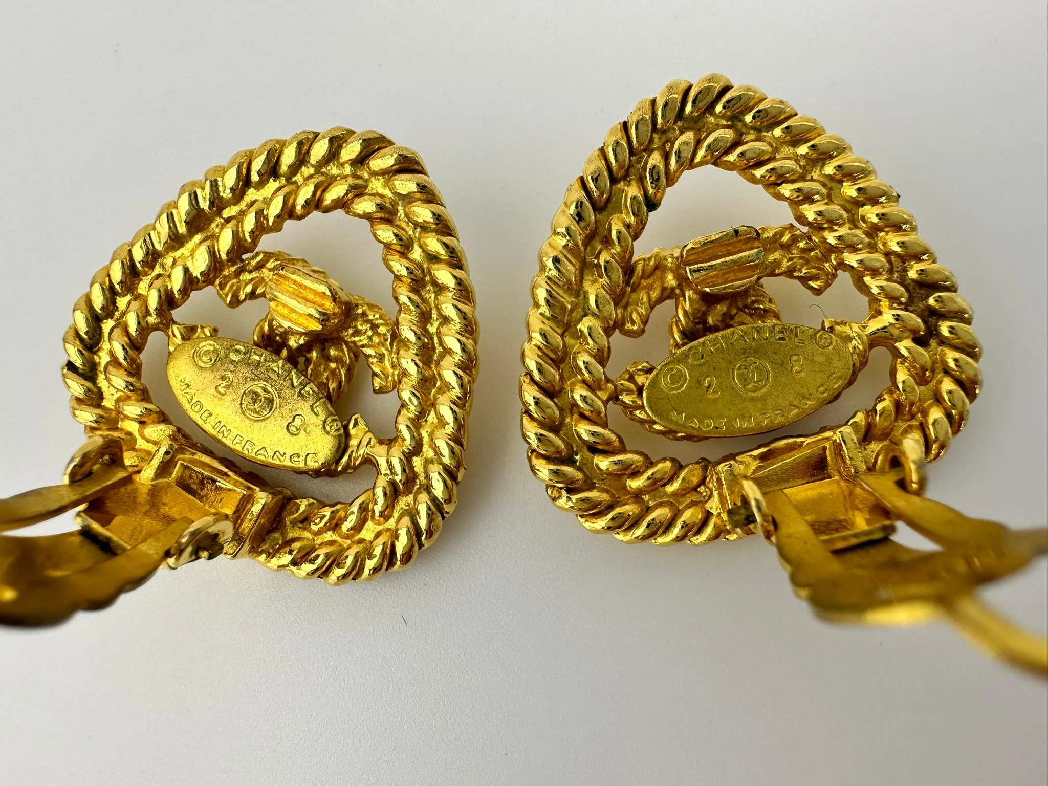 1991 Chanel Vintage Triangular Gold Plated Earrings