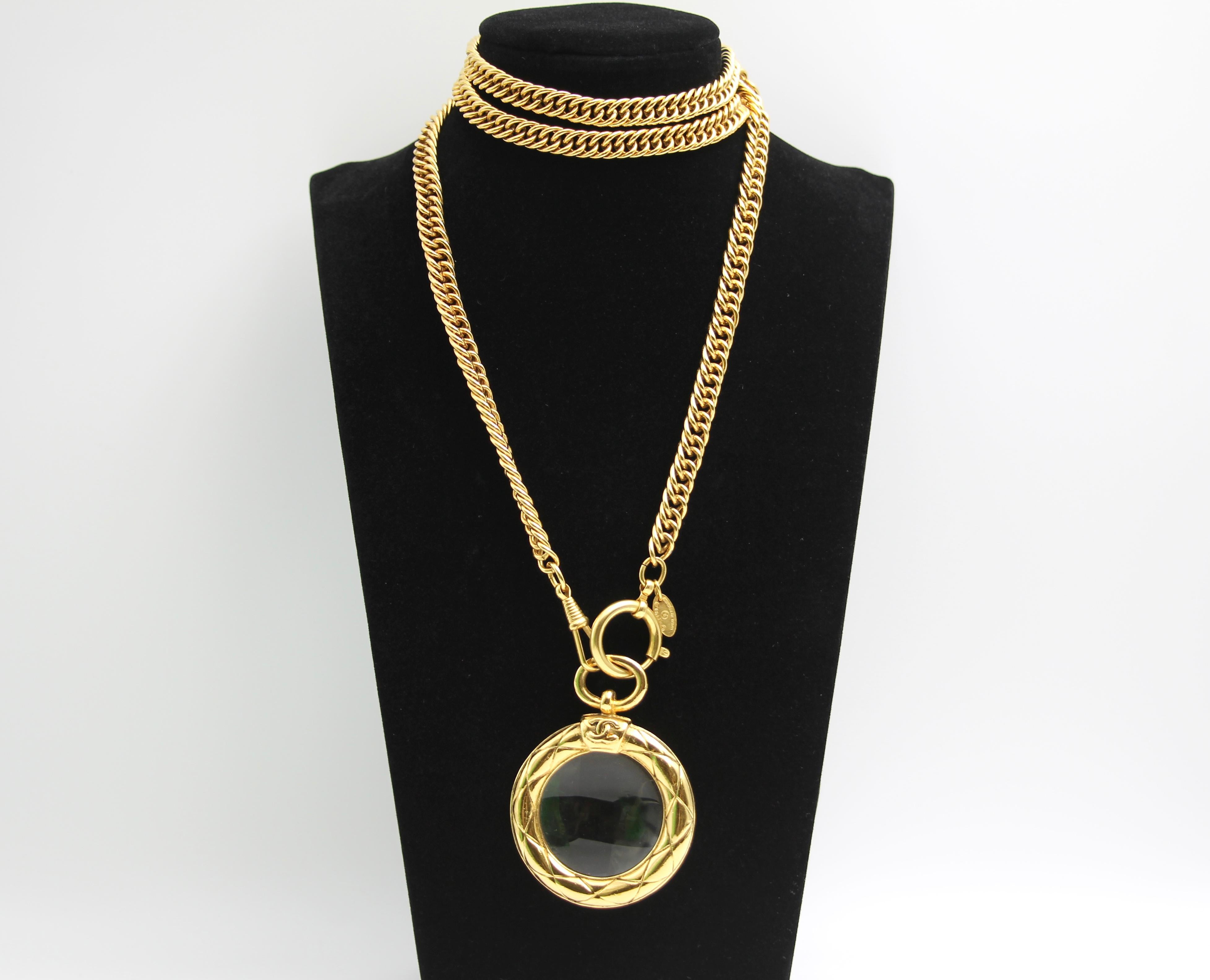 CHANEL Chanel Vintage 81 85 Gold-Plated Glass Mirror Long Necklace - Onesize Fashion Jewellery - Vintage fashion from Top Quality Luxury Designers Bag