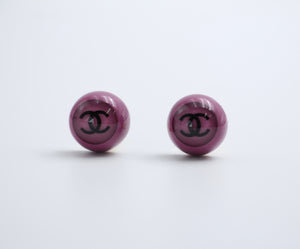 Chanel Vintage 01P Resin Purple Round Wave Earrings