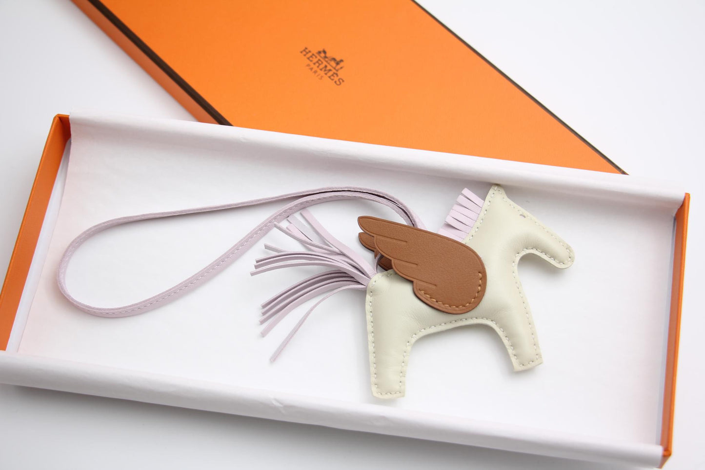 Hermès Rodeo Pm Pegase Pm Bag Charm In Craie Mauve Pale Cream Purple