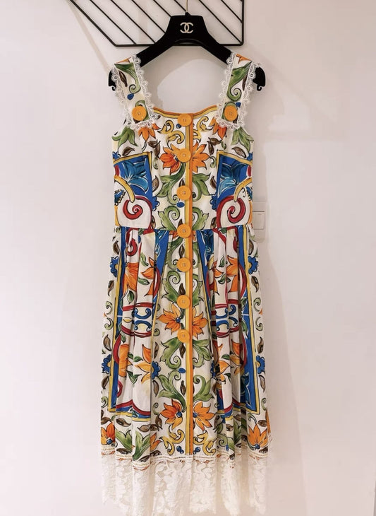 DOLCE  GABBANA Dolce  Gabbana Sicilian Printed Dress - Medium Dress - Vintage fashion from Top Quality Luxury Designers Bag
