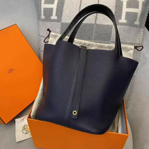 Hermes picotin 22 midnight blue touch crocodile leather gold hardware