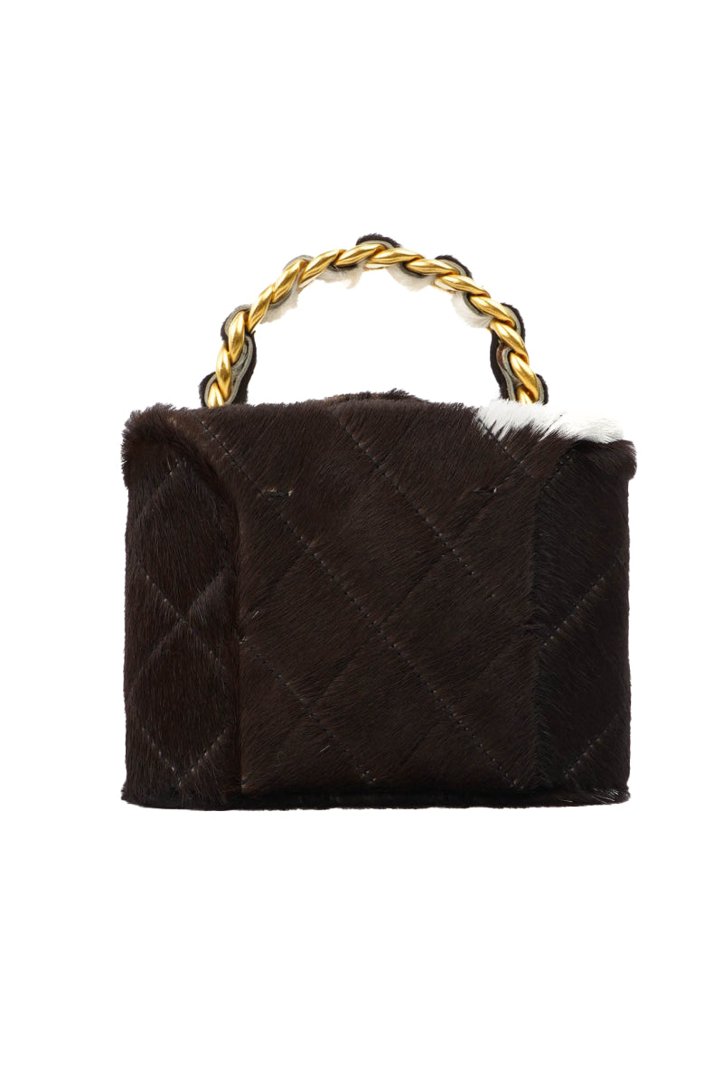 rare chanel black/Brown/white mini vanity case bag