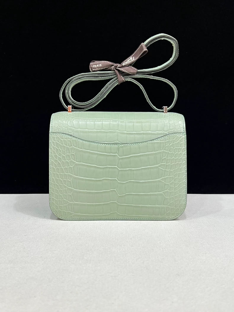Hermes Constance 19 Vert Peppermint Alligator Leather Palladium Hardware