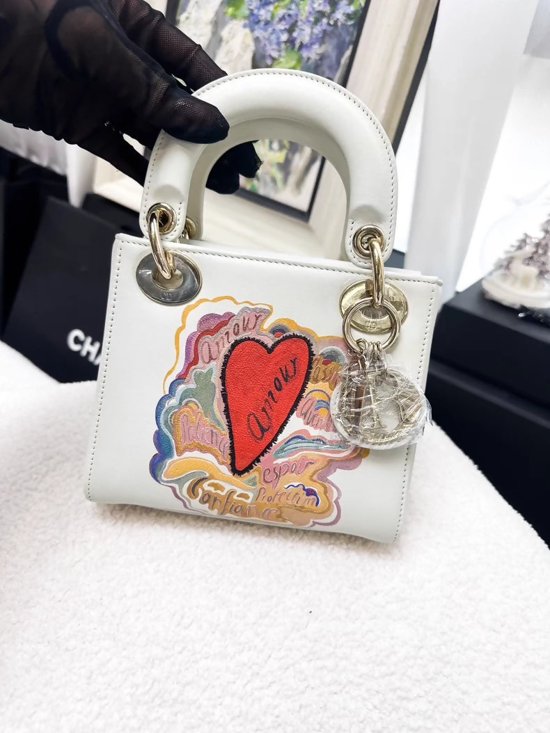 Dior Valentines Day limited edition white Lady Dior bag