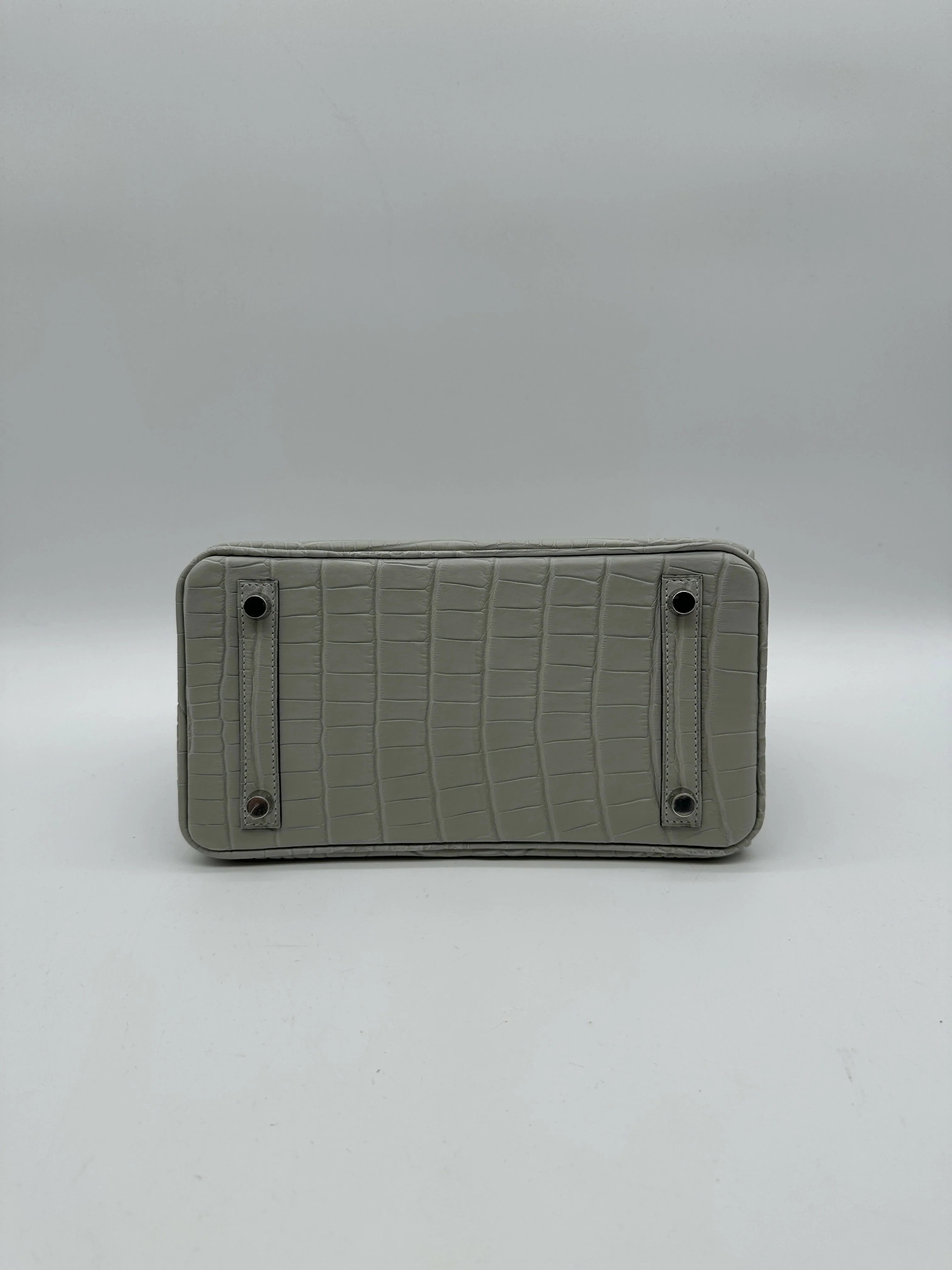 Hermès Birkin 25 Matte Alligator Gris Neve PHW W 2025