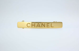 Chanel Vintage 98A Matte Gold-plated ‘CHANEL’ Hairpin