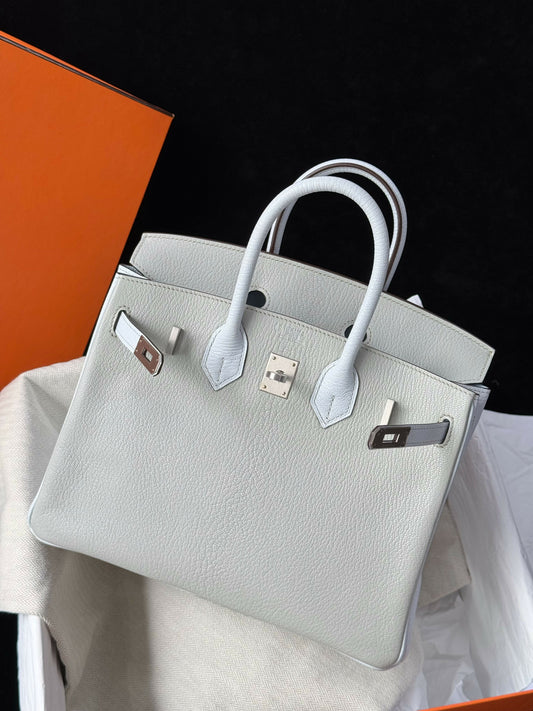 Hermès HSS Birkin 25 Gris Perle  Bleu Brume Chèvre Mysore with Brushed Palladium Hardware