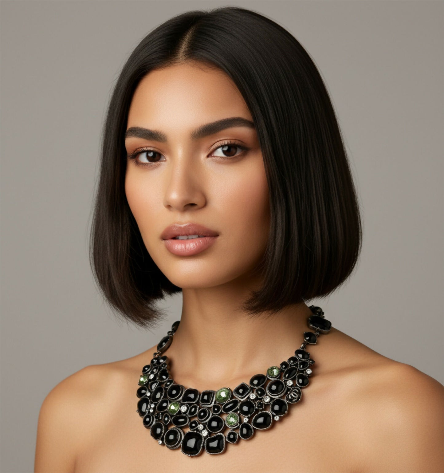 Rare Chanel 08A Black Crystals CC Gripoix Statement Bib Collar Necklace