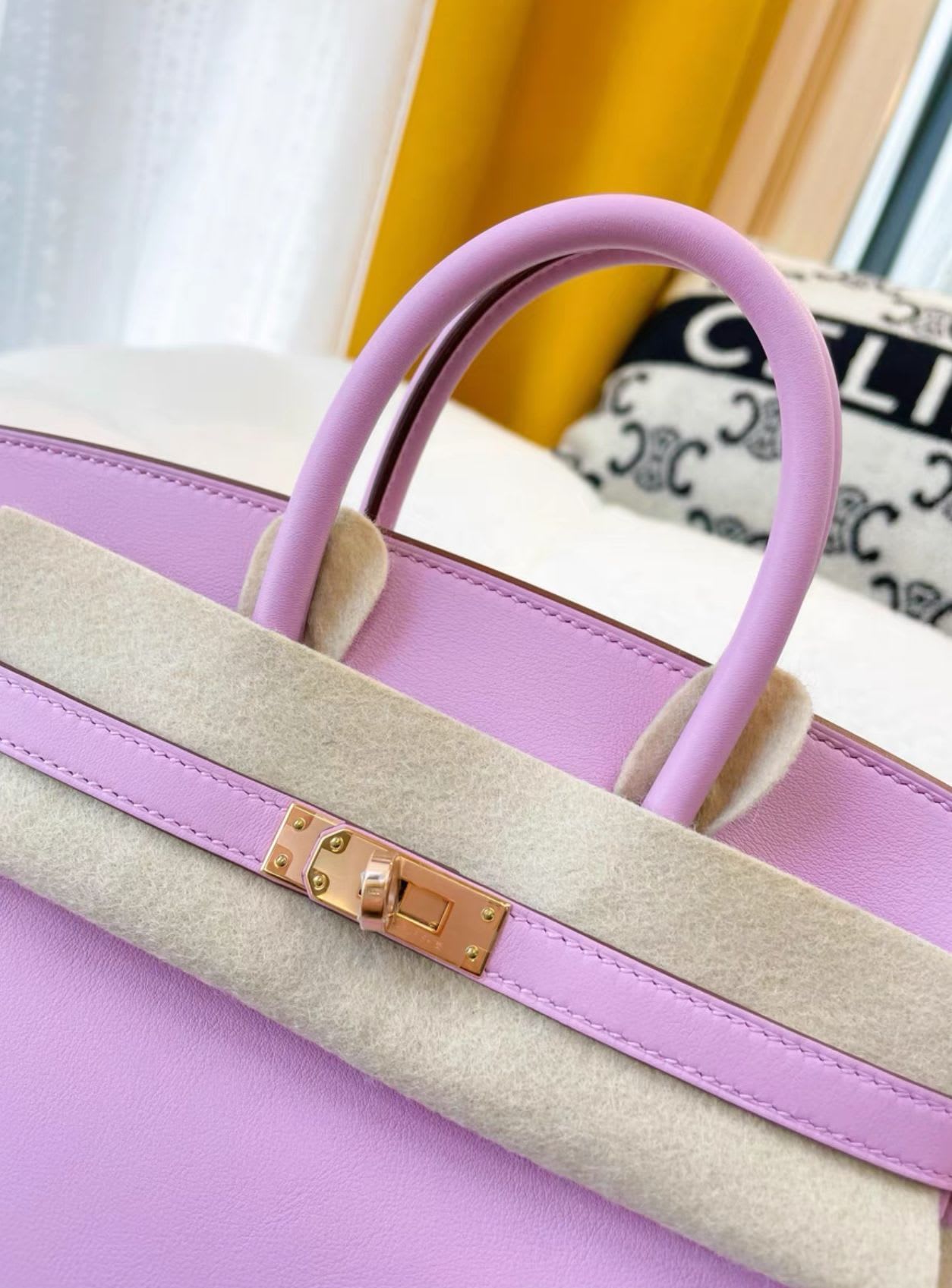 Hermes Birkin 25 Mauve Sylvester Swift leather Rose Gold hardware