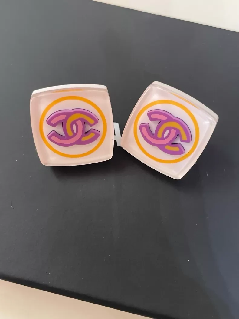 Chanel 24p Colorful square enamel earrings