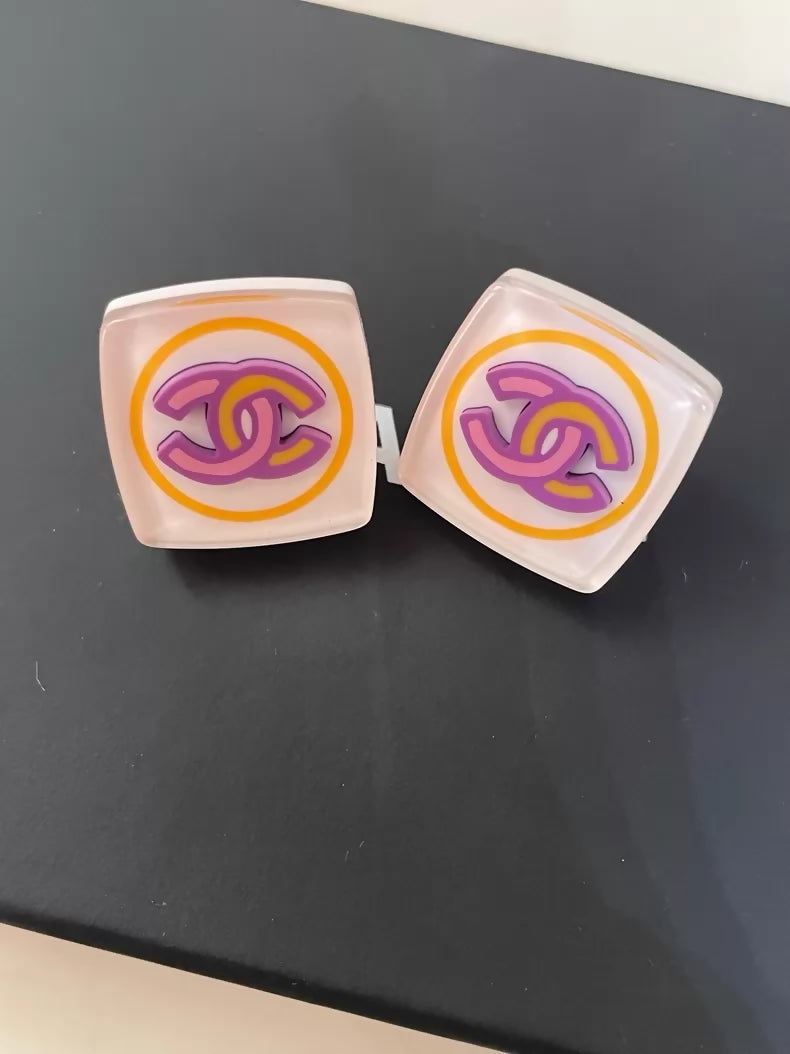 Chanel 24p Colorful square enamel earrings