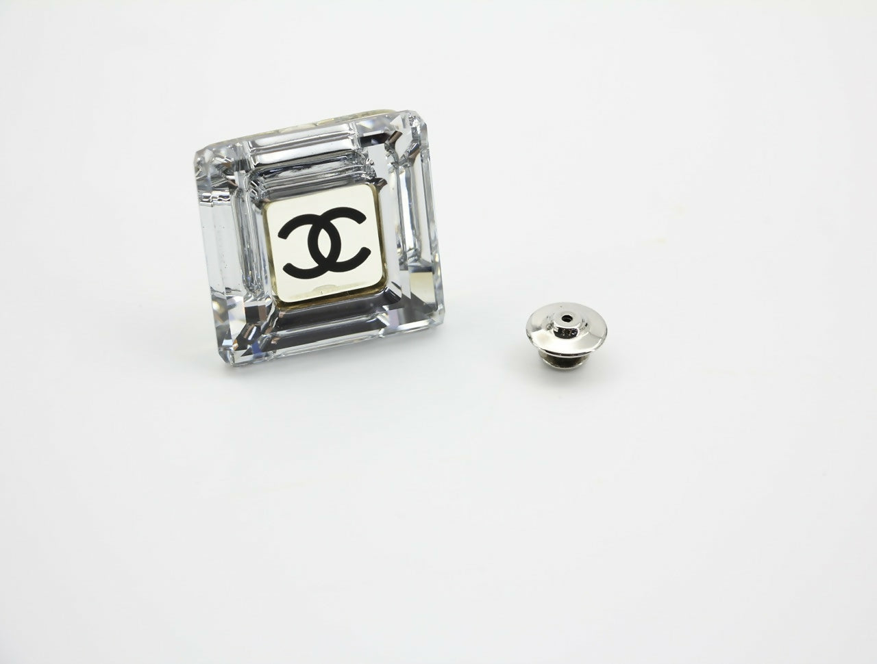 Chanel Vintage 05A Resin Mirrored Square Coco Mark Translucent Brooch