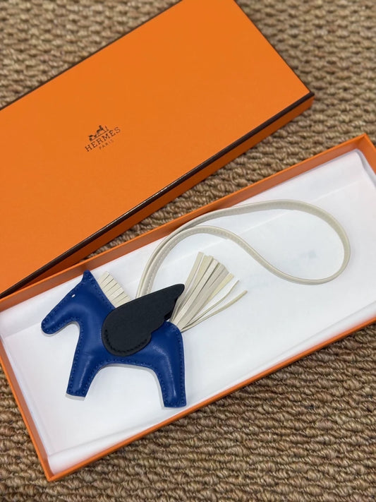 Hermes Pegasus Electric Blue/Black/craie bag Charm