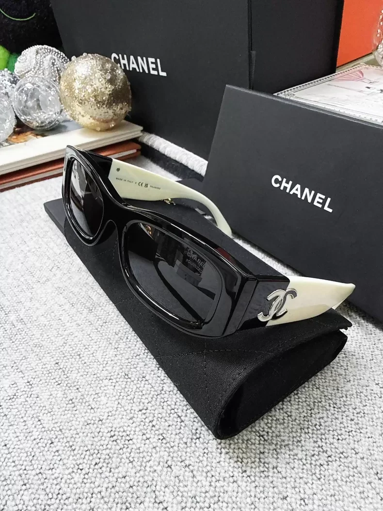Chanel black and white double C sunglasses