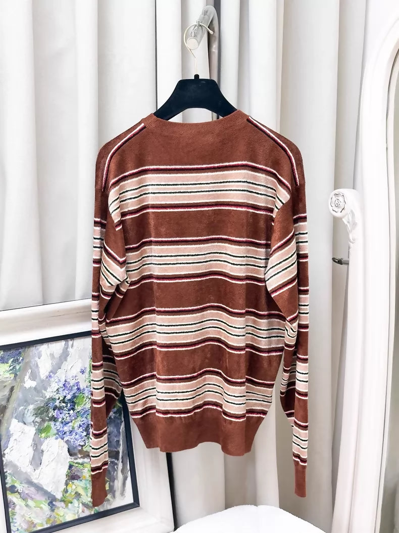Miu Miu Spring/Summer 2026 brown striped terry cloth top