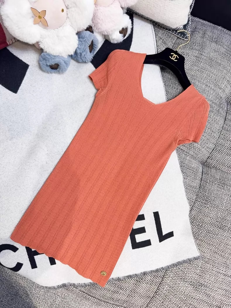 Chanel orange knit top