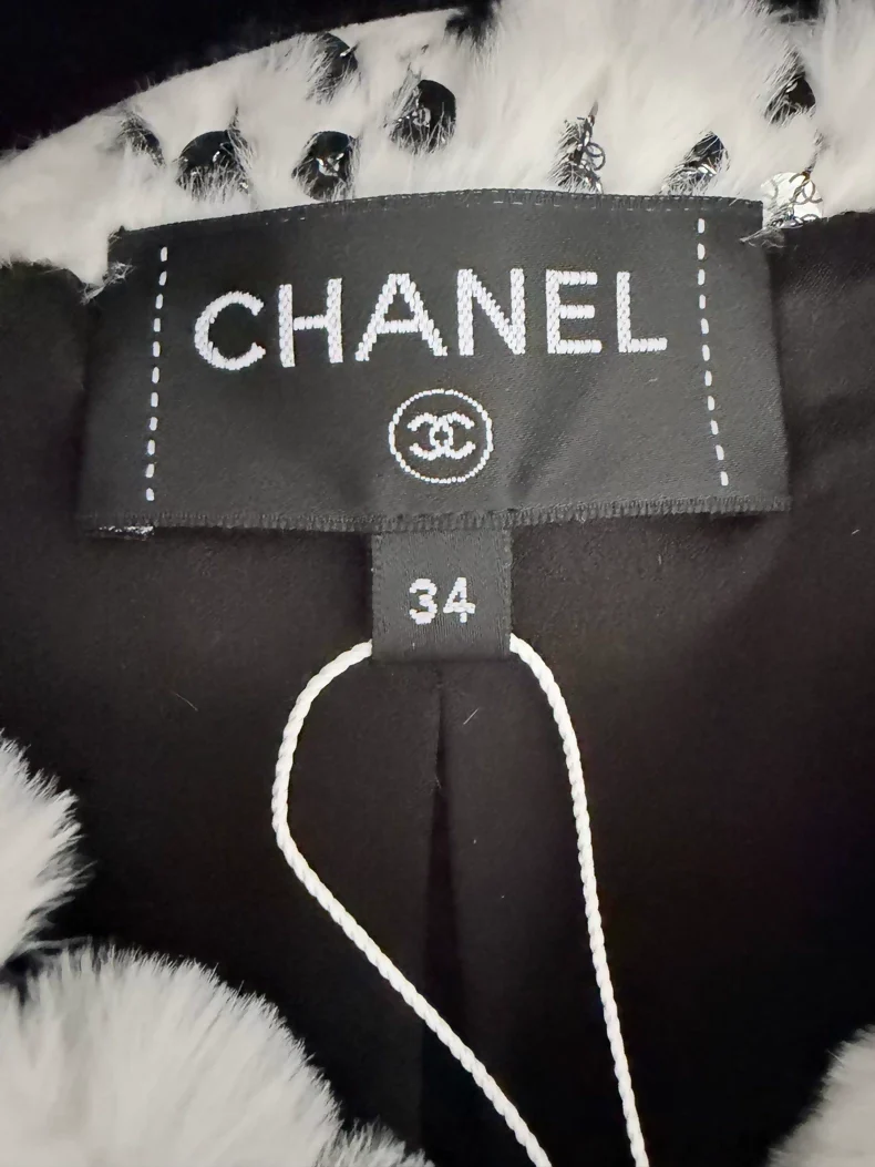 Chanel 25N White Sequined Fur Coat