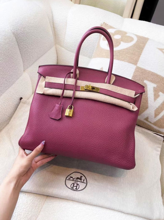 Hermès Hermes Birkin 35, K5 Tosca Purple Gold Buckle - 35 Tote Bag - Vintage fashion from Top Quality Luxury Designers Bag