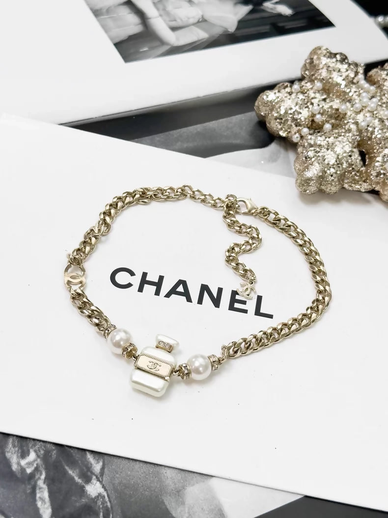 Chanel Spring/Summer 2022 Collection No. 5 white perfume bottle choker necklace