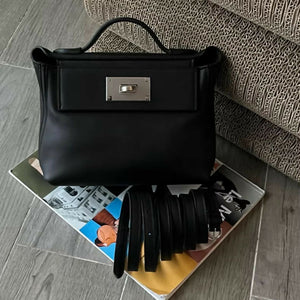 HERMES MINI 24/24 BAG VOLUPTO BLACK LEATHER PALLADIUM HARDWARE