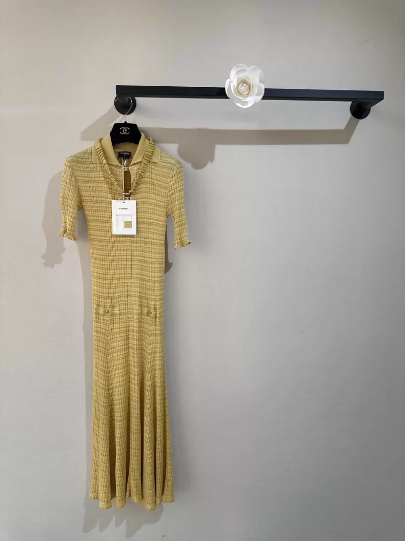 Chanel yellow knit dress