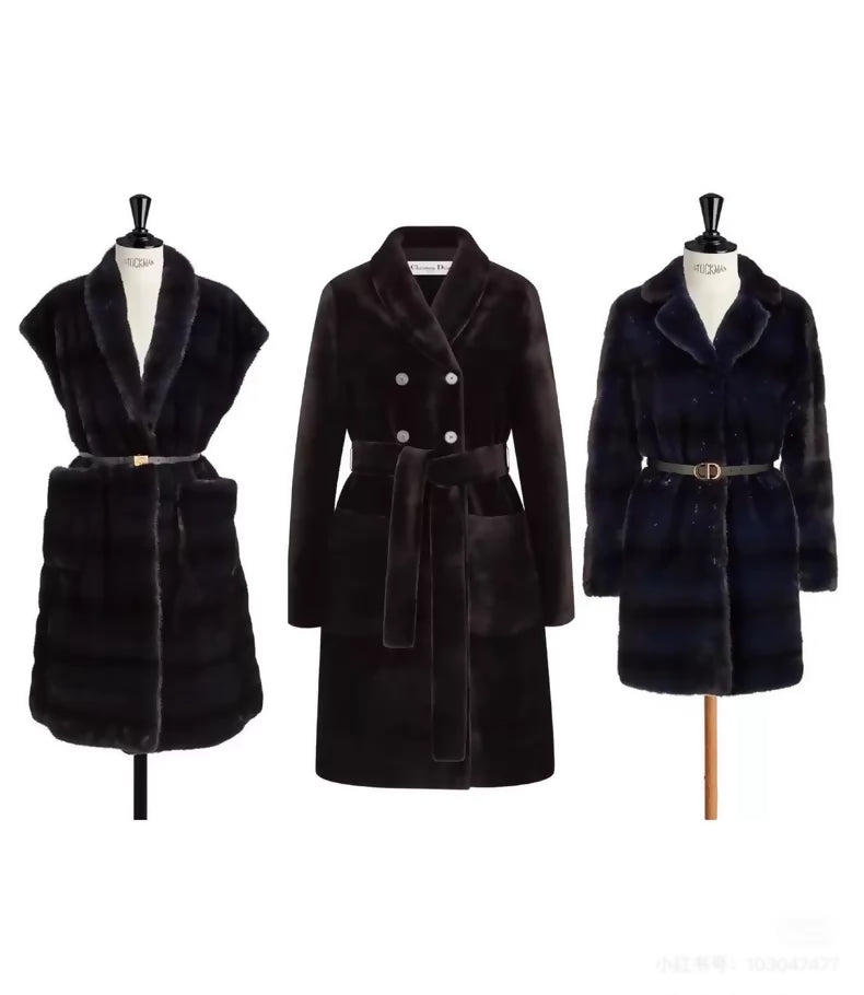 Dior black mink fur coat
