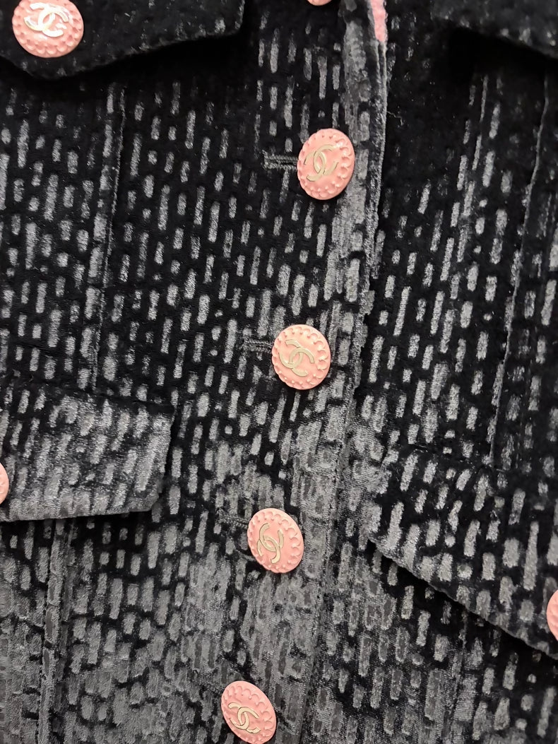 Chanel 22B Velvet black pink dress