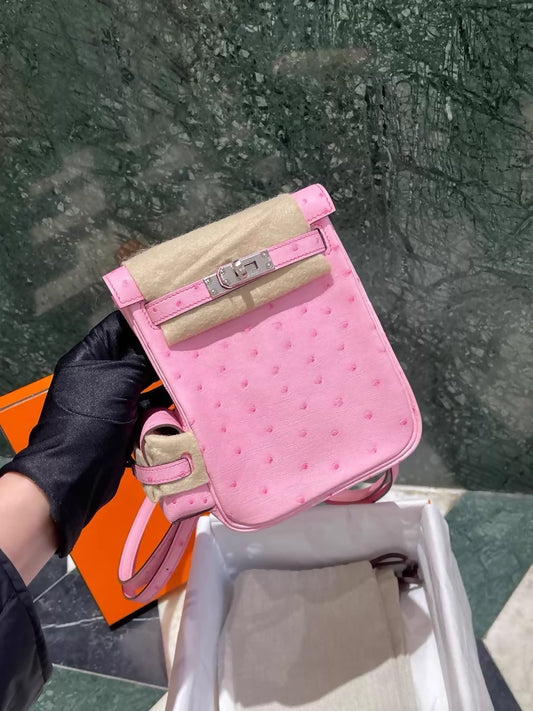 Hermes Kelly Jump L4 Bubblegum pink ostrich leather palladium hardware