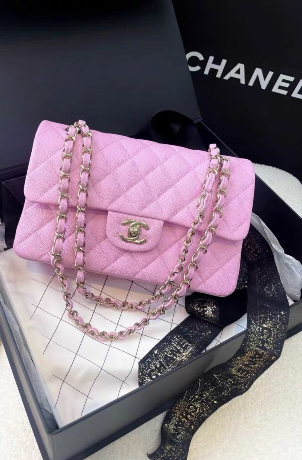 CHANEL Chanel pink lychee leather small cf chain bag - Small Crossbody Bag - Secondhand luxury from Top Quality Luxury Designers Bag