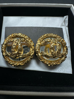 Chanel Vintage 93A Rare Lava Gripoix Mirror Clip-on Earrings