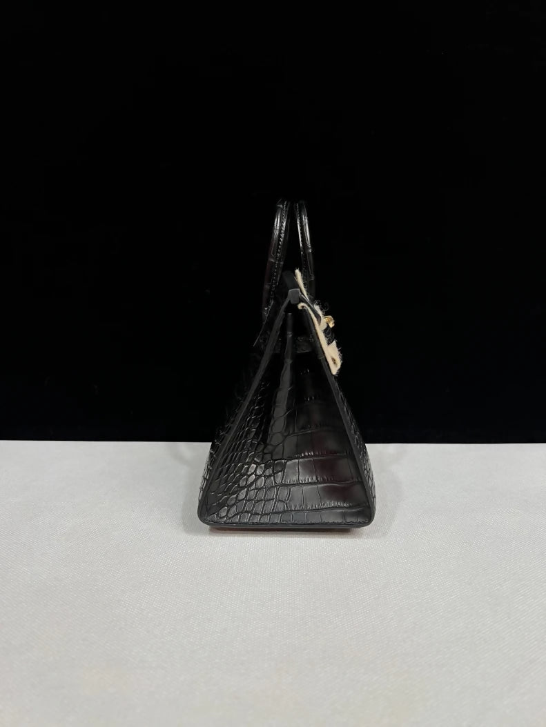 Hermes Birkin 20 black matte Alligator leather gold hardware
