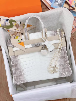 Hermès Birkin 25 Himalaya matte crocodile leather palladium hardware