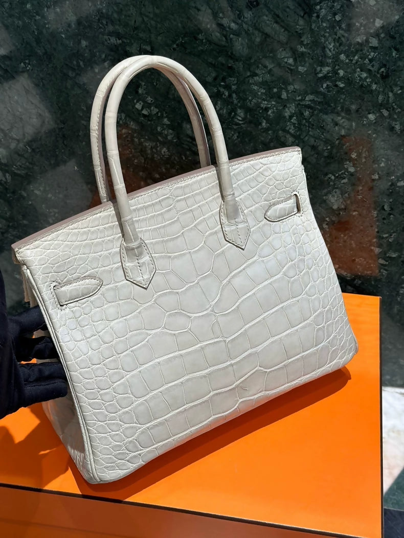 Hermes Birkin 30 8L Béton matte alligator palladium hardware