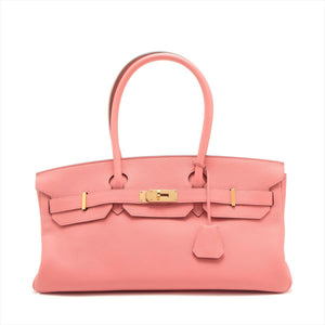 Hermès Shoulder Birkin 25 Flamingo Peach Pink Togo Leather with Gold Hardware