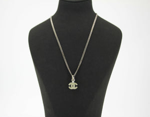 Chanel Vintage 04P Enamel Dark Green Silver Necklace