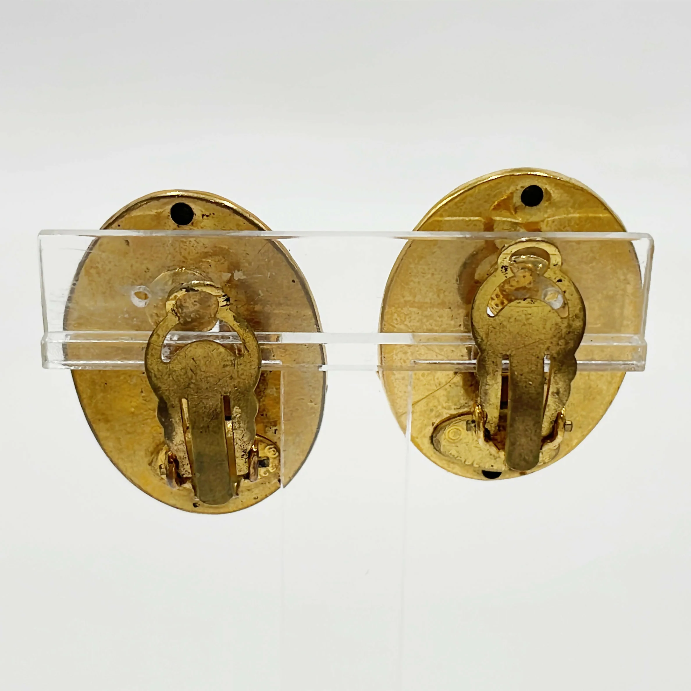 Chanel Vintage Gold Plated Oval Coco Mark Clip-on Earrings