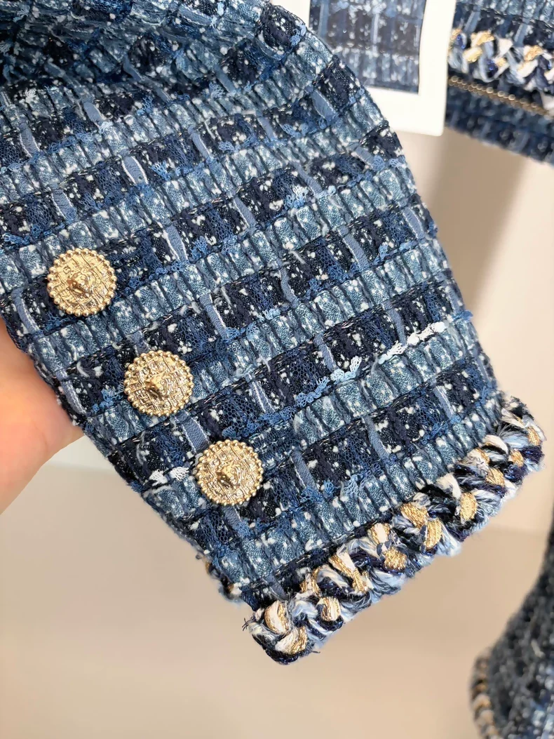 Chanel 25A Sapphire Blue Tweed Jacket