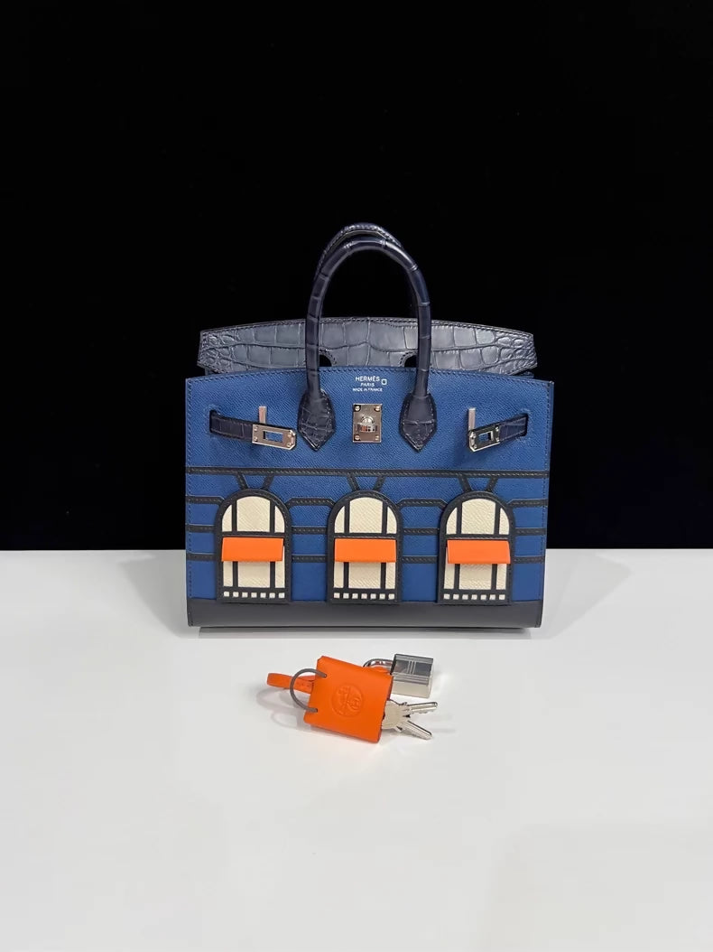 Hermès 20cm Birkin Sellier Faubourg House Night Palladium Hardware